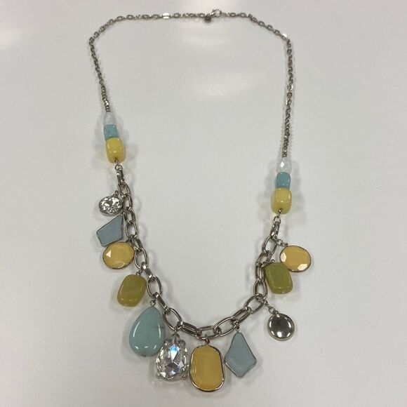 Ann Taylor Jewelry - Ann taylor Loft silver, yellow, ice blue beads and rhinestone long necklace